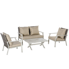 Aosom Outsunny 4 Pieces Wicker Sectional Conversation Sets