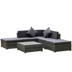 Aosom Outsunny 6-Piece Patio Furniture Sets Outdoor Sectional Sofa Set