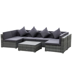 Aosom Outsunny 7-Piece Patio Furniture Sets PE Rattan Sectional Sofa Set