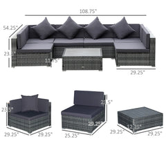 Aosom Outsunny 7-Piece Patio Furniture Sets PE Rattan Sectional Sofa Set