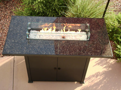 AZ Patio Heaters Rectangluar Bar Height Marble Top Fire Pit with Wind Screen