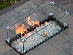 AZ Patio Heaters Rectangluar Bar Height Tile Top Fire Pit with Wind Screen