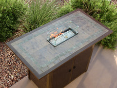 AZ Patio Heaters Rectangluar Bar Height Tile Top Fire Pit with Wind Screen