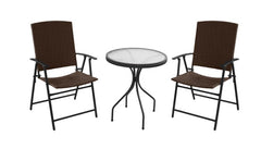 AZ Patio Heaters Three Piece Patio Set in Dark Brown Wicker