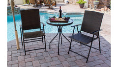 AZ Patio Heaters Three Piece Patio Set in Dark Brown Wicker