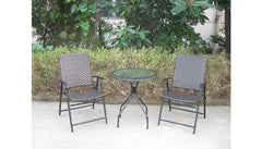 AZ Patio Heaters Three Piece Patio Set in Dark Brown Wicker