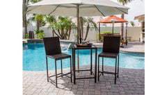 AZ Patio Heaters Bistro Patio Set in Dark Brown Wicker