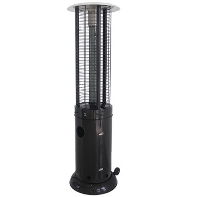 AZ Patio Heaters Round Commercial Glass Cylinder Patio Heater in Black with Black Tube