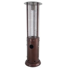 AZ Patio Heaters Round Commercial Glass Cylinder Patio Heater in Hammered Bronze with Clear Tube