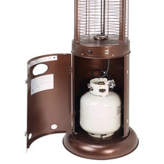 AZ Patio Heaters Round Commercial Glass Cylinder Patio Heater in Hammered Bronze with Clear Tube