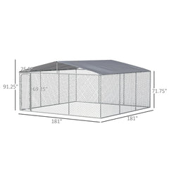 Aosom PawHut Outdoor Dog Kennel Galvanized Steel Fence