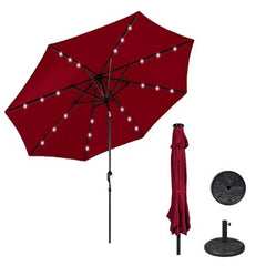 AZ Patio Heaters Solar Market Umbrella with LED Lights with  Base