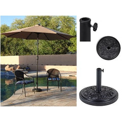 AZ Patio Heaters Solar Market Umbrella with LED Lights with  Base