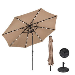 AZ Patio Heaters Solar Market Umbrella with LED Lights with  Base