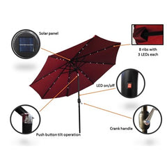 AZ Patio Heaters Solar Market Umbrella with LED Lights with  Base