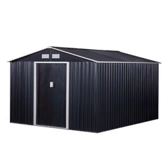 Aosom Outsunny 11' x 9' Metal Storage Shed Garden Tool House with Double Sliding Doors