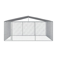 Aosom PawHut Outdoor Dog Kennel Galvanized Steel Fence