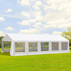 Aosom Outsunny 20' x 32' Large Outdoor Carport Canopy Party Tent with Removable Protective Sidewalls & Versatile Uses, White