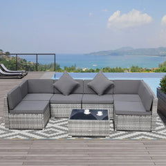 Aosom Outsunny 7-Piece Patio Furniture Sets Outdoor Wicker Conversation Sets