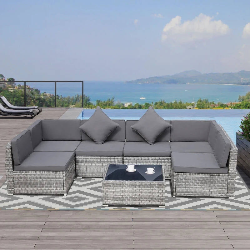 Aosom Outsunny 7-Piece Patio Furniture Sets Outdoor Wicker Conversation Sets