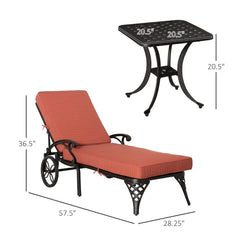 Aosom Outsunny Outdoor Aluminum Padded Lounge Chair with Adjustable Backrest Set