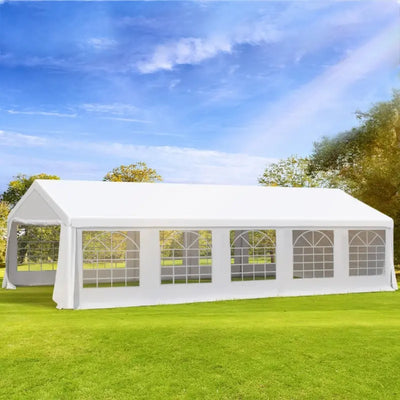 Aosom Outsunny 20' x 32' Large Outdoor Carport Canopy Party Tent with Removable Protective Sidewalls & Versatile Uses, White