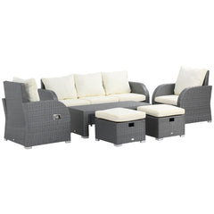 Aosom Outsunny 6-Piece Outdoor Rattan Patio Sectional Sofa Set