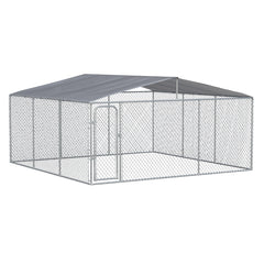 Aosom PawHut Outdoor Dog Kennel Galvanized Steel Fence