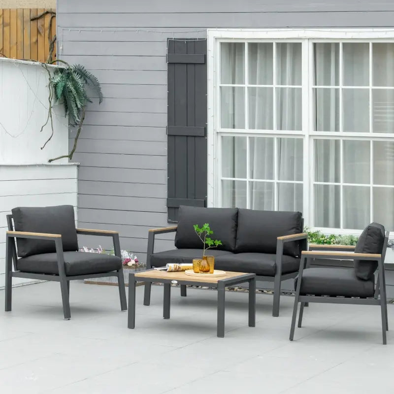 Aosom Outsunny 4 Piece Patio Furniture Set Aluminium Conversation Set Outdoor Garden Sofa Set