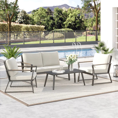 Aosom Outsunny 4 Piece Patio Furniture Set Aluminum Conversation Set