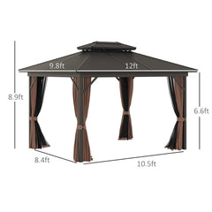 Aosom Outsunny 10' x 12' Hardtop Gazebo with Curtains and Netting