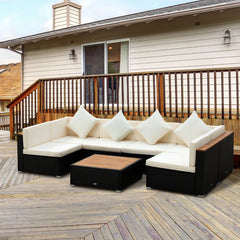 Aosom Outsunny 7 Pieces Outdoor Wicker Sofa Set