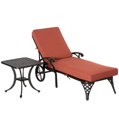 Aosom Outsunny Outdoor Aluminum Padded Lounge Chair with Adjustable Backrest Set