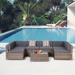 Aosom Outsunny 7-Piece Patio Furniture Sets Wicker Conversation Sets