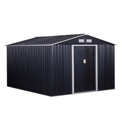 Aosom Outsunny 11' x 9' Metal Storage Shed Garden Tool House with Double Sliding Doors