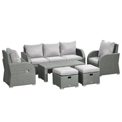 Aosom Outsunny 6pc Outdoor Wicker Sectional Cushioned Rattan 3-Seat Sofa